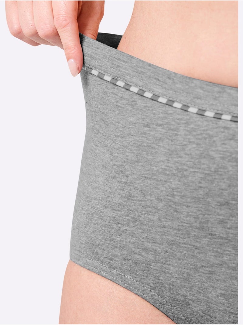 Lot de 3  - Culotte Taille Haute Jersey Fin - Taille Standard - Witt Gris chiné - Kiabi