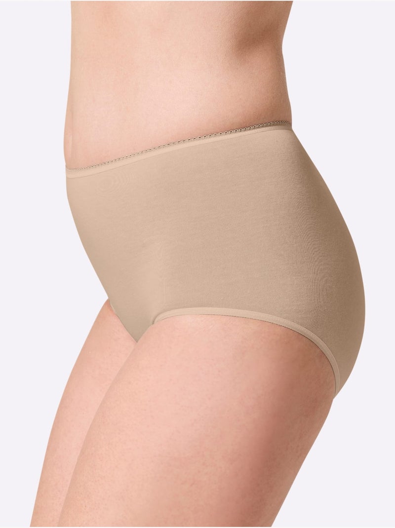 Lot de 3  - Culotte Taille Haute Jersey Fin - Taille Standard - Witt Marron clair - Kiabi