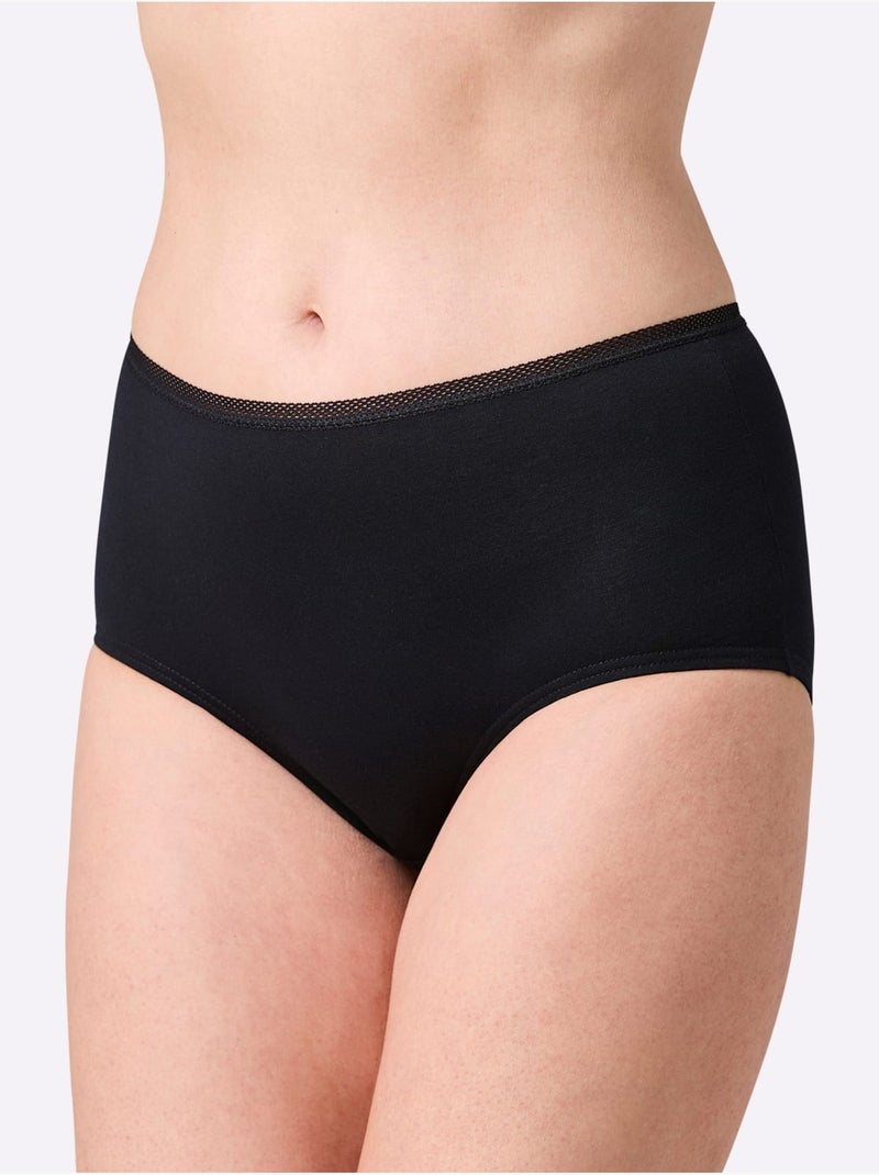 Lot de 3  - Culotte Taille Haute Jersey Fin - Taille Standard - Witt Noir - Kiabi