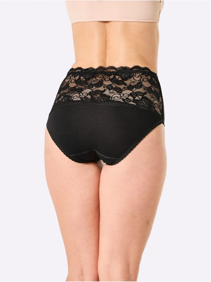Lot de 3  - Culotte Taille Haute Jersey Fin - Taille Standard - Witt Noir - Kiabi