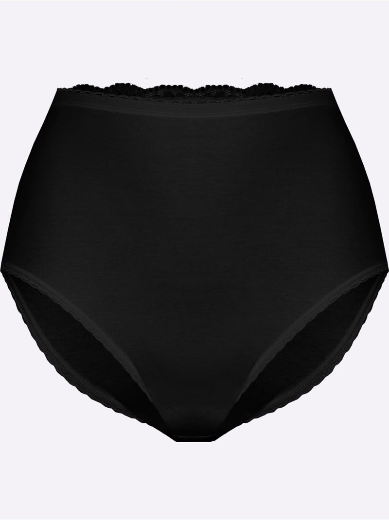 Lot de 3  - Culotte Taille Haute Jersey Fin - Taille Standard - Witt Noir - Kiabi