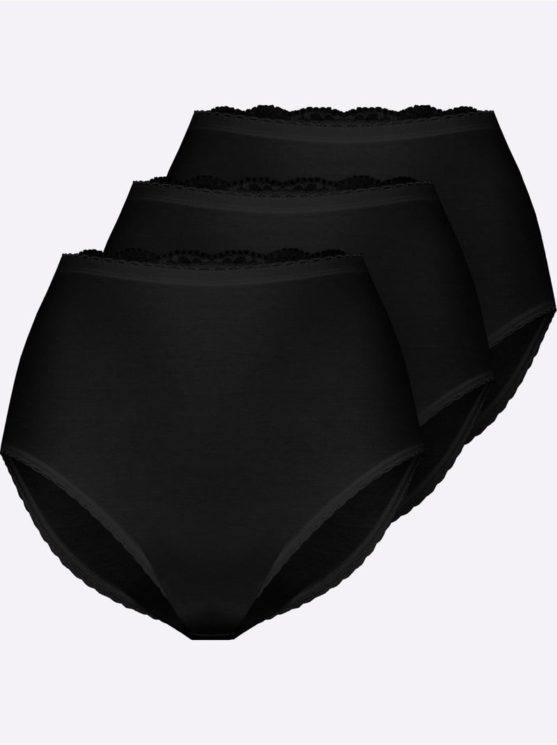 Lot de 3  - Culotte Taille Haute Jersey Fin - Taille Standard - Witt Noir - Kiabi