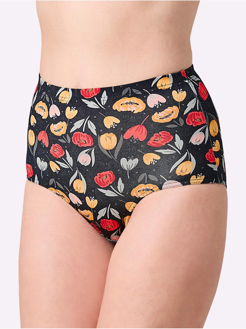 Lot de 3  - Culotte Taille Haute Jersey Fin - Taille Standard - Witt Noir Rouge - Kiabi