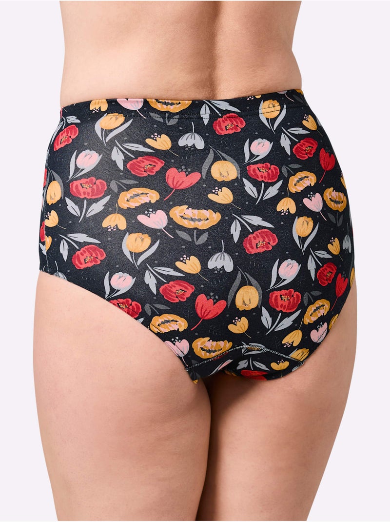 Lot de 3  - Culotte Taille Haute Jersey Fin - Taille Standard - Witt Noir Rouge - Kiabi