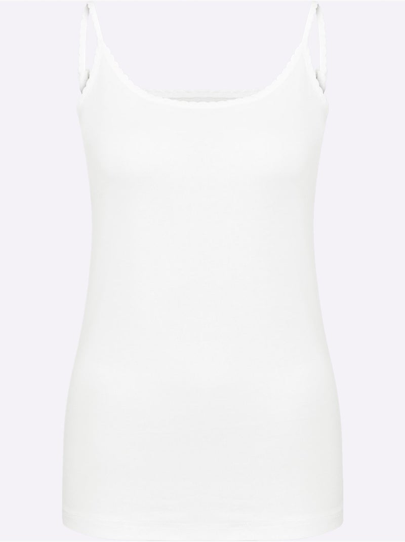 Lot de 3  - Débardeur Côtes Fines - Taille Standard - Witt Blanc - Kiabi
