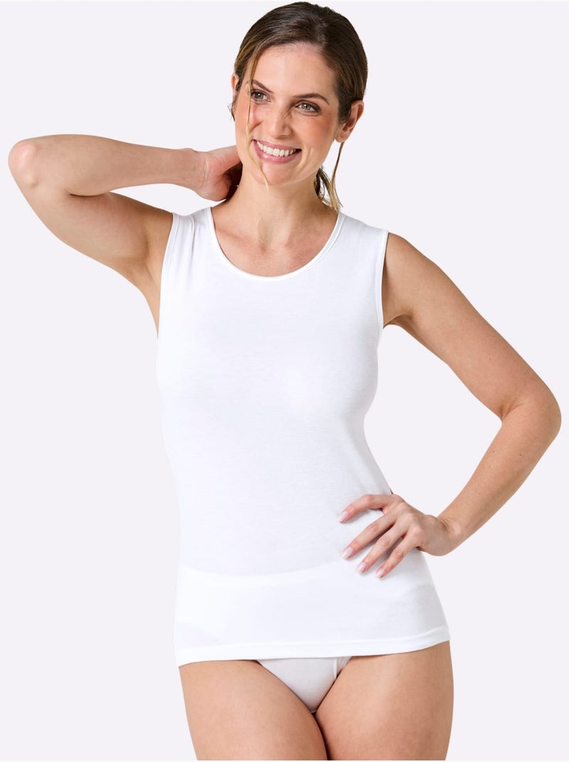 Lot de 3  - Débardeur Côtes Fines - Taille Standard - Witt Blanc - Kiabi