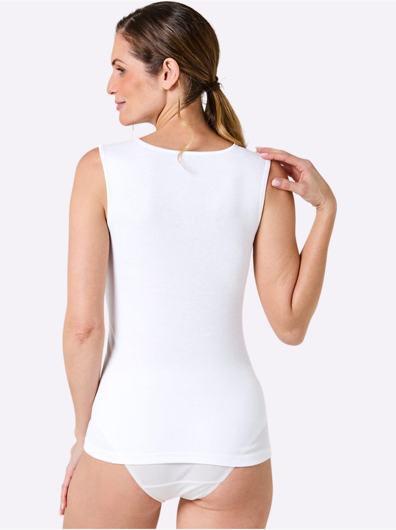 Lot de 3  - Débardeur Côtes Fines - Taille Standard - Witt Blanc - Kiabi