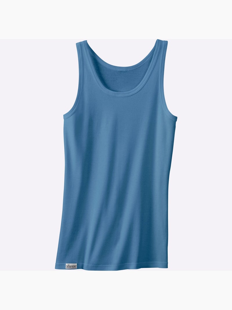 Lot de 3  - débardeur côtes fines - taille standard - witt Bleu Vert Blanc - Kiabi