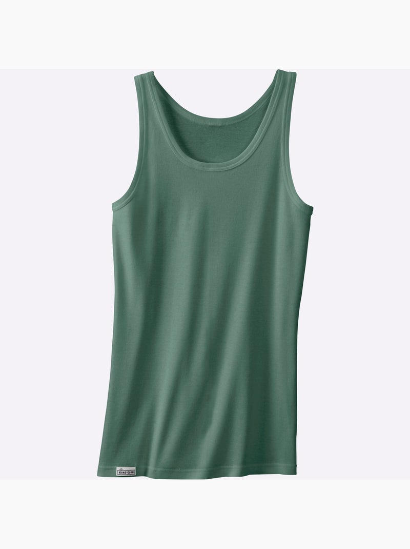 Lot de 3  - débardeur côtes fines - taille standard - witt Bleu Vert Blanc - Kiabi