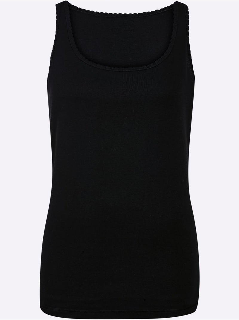 Lot de 3  - Débardeur Côtes Fines - Taille Standard - Witt Noir - Kiabi