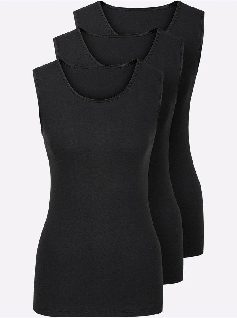 Lot de 3  - Débardeur Côtes Fines - Taille Standard - Witt Noir - Kiabi