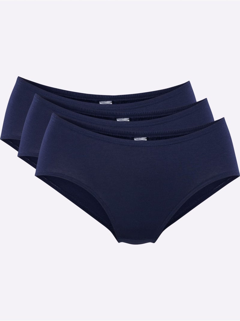 Lot de 3  - panties jersey fin - taille standard - witt Bleu marine - Kiabi