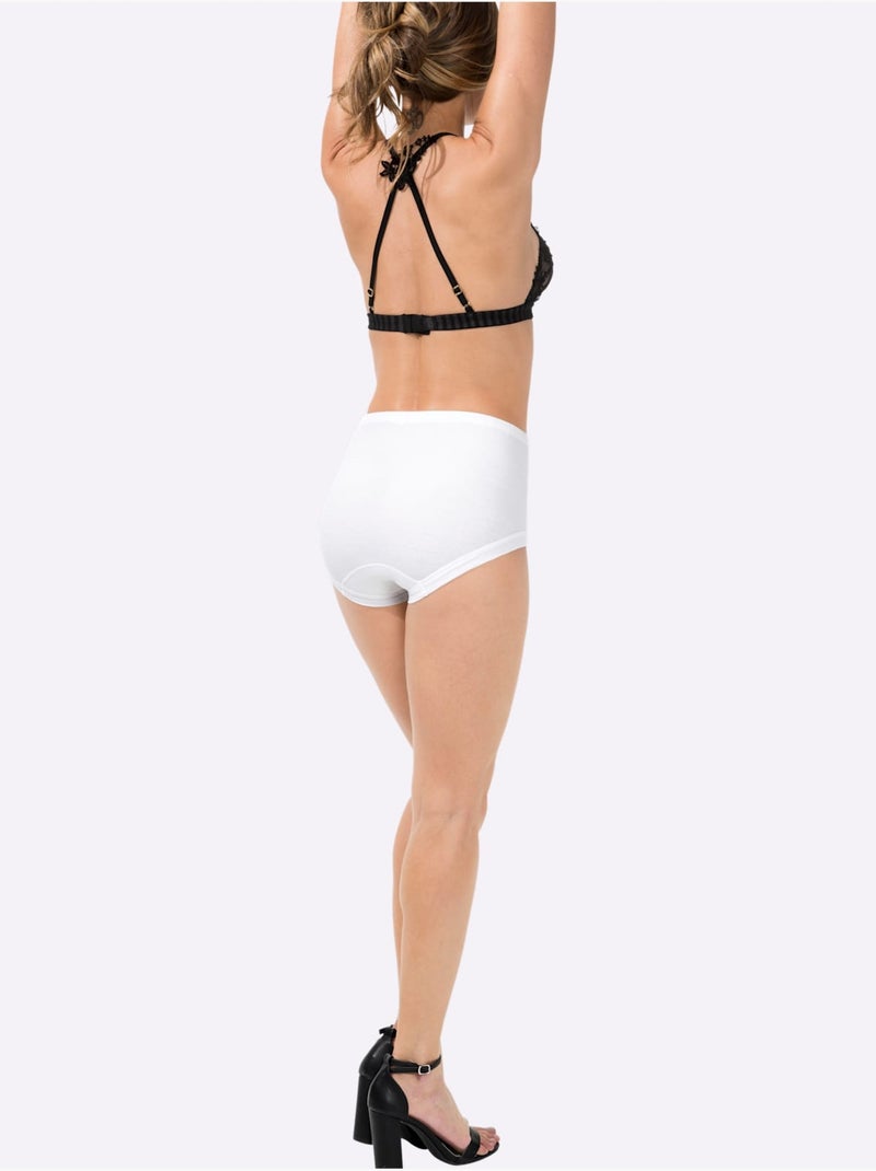 Lot de 3  - Slip Taille Haute Côtes Fines - Taille Standard - Witt Blanc - Kiabi