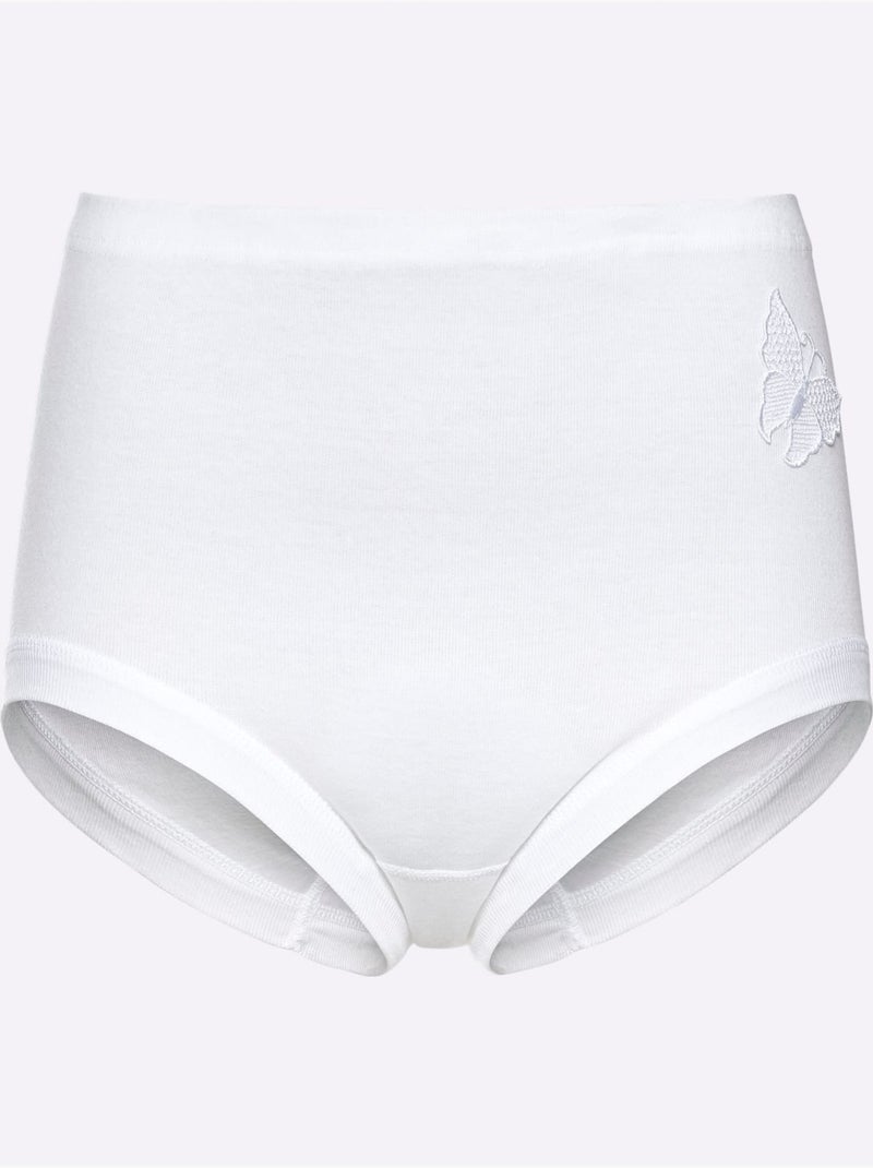 Lot de 3  - Slip Taille Haute Côtes Fines - Taille Standard - Witt Blanc - Kiabi