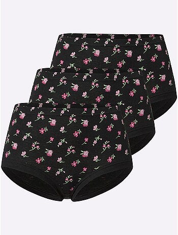 Lot de 3 - Slip Taille Haute Imprimé Mille Fleurs - Taille Standard - Moda Vilona