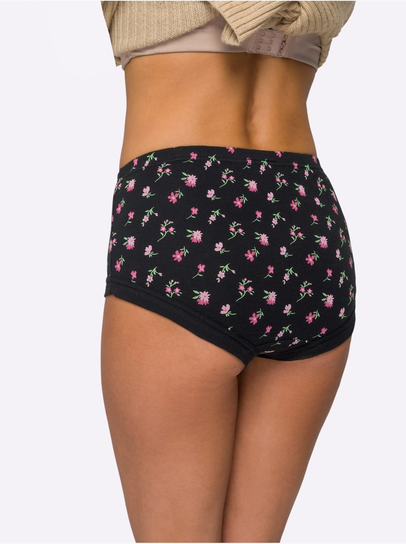 Lot de 3  - Slip Taille Haute Imprimé Mille Fleurs - Taille Standard - Moda Vilona Noir Noir Noir - Kiabi