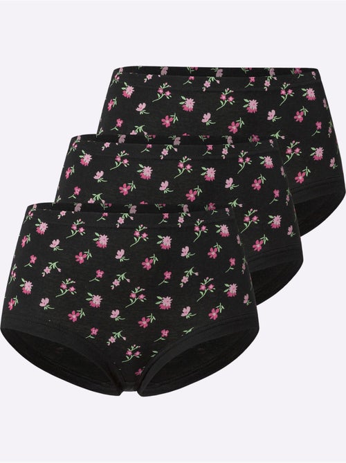 Lot de 3  - Slip Taille Haute Imprimé Mille Fleurs - Taille Standard - Moda Vilona - Kiabi