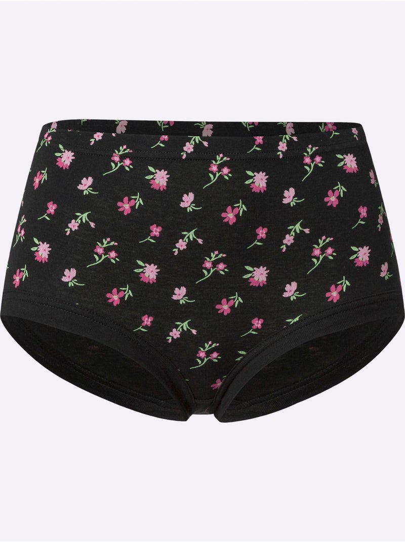 Lot de 3  - Slip Taille Haute Imprimé Mille Fleurs - Taille Standard - Moda Vilona Noir Noir Noir - Kiabi