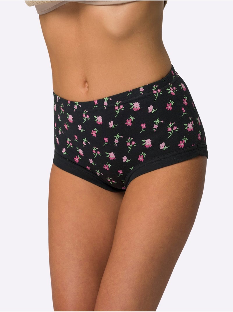Lot de 3  - Slip Taille Haute Imprimé Mille Fleurs - Taille Standard - Moda Vilona Noir Noir Noir - Kiabi