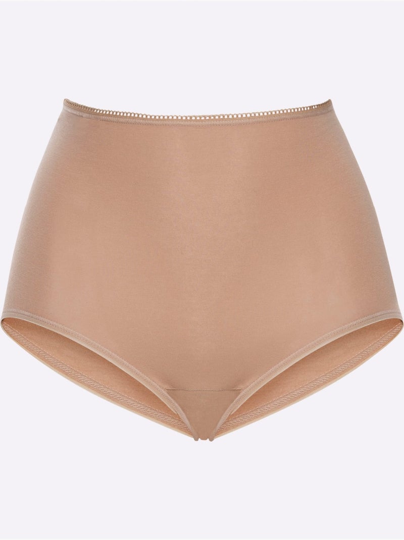 Lot de 3  - Slip Taille Haute Jersey Fin - Taille Standard - Witt Beige - Kiabi