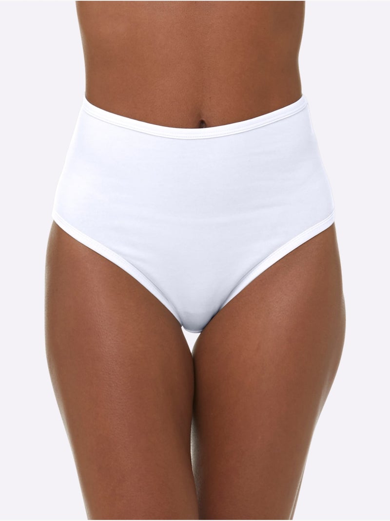 Lot de 3  - slip taille haute jersey fin - taille standard - witt Blanc - Kiabi