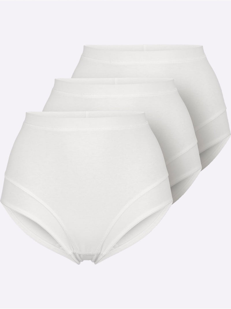 Lot de 3  - Slip Taille Haute Jersey Fin - Taille Standard - Witt Blanc - Kiabi