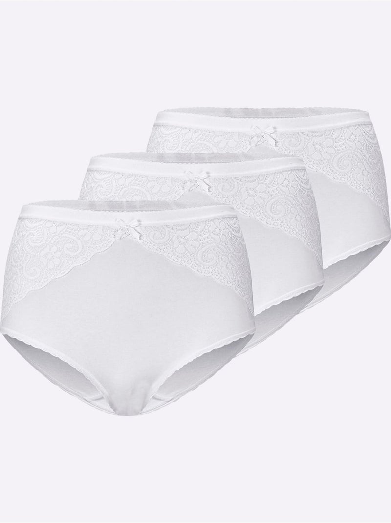 Lot de 3  - slip taille haute jersey fin - taille standard - witt Blanc - Kiabi
