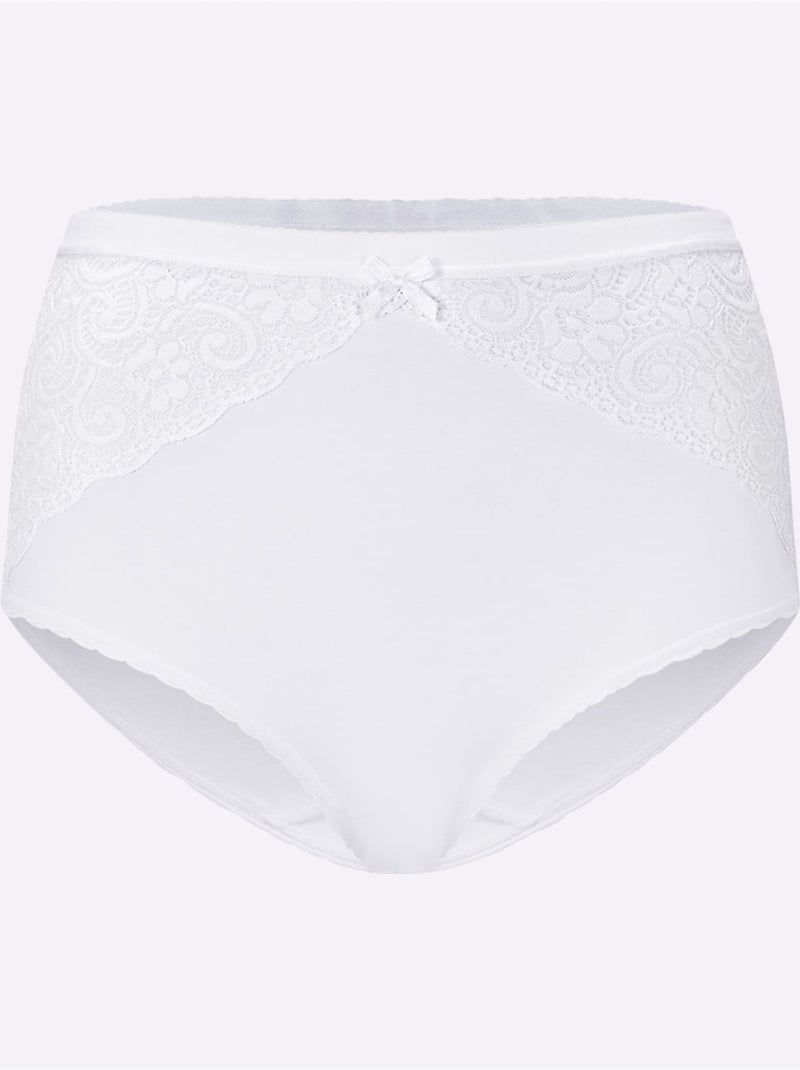 Lot de 3  - slip taille haute jersey fin - taille standard - witt Blanc - Kiabi