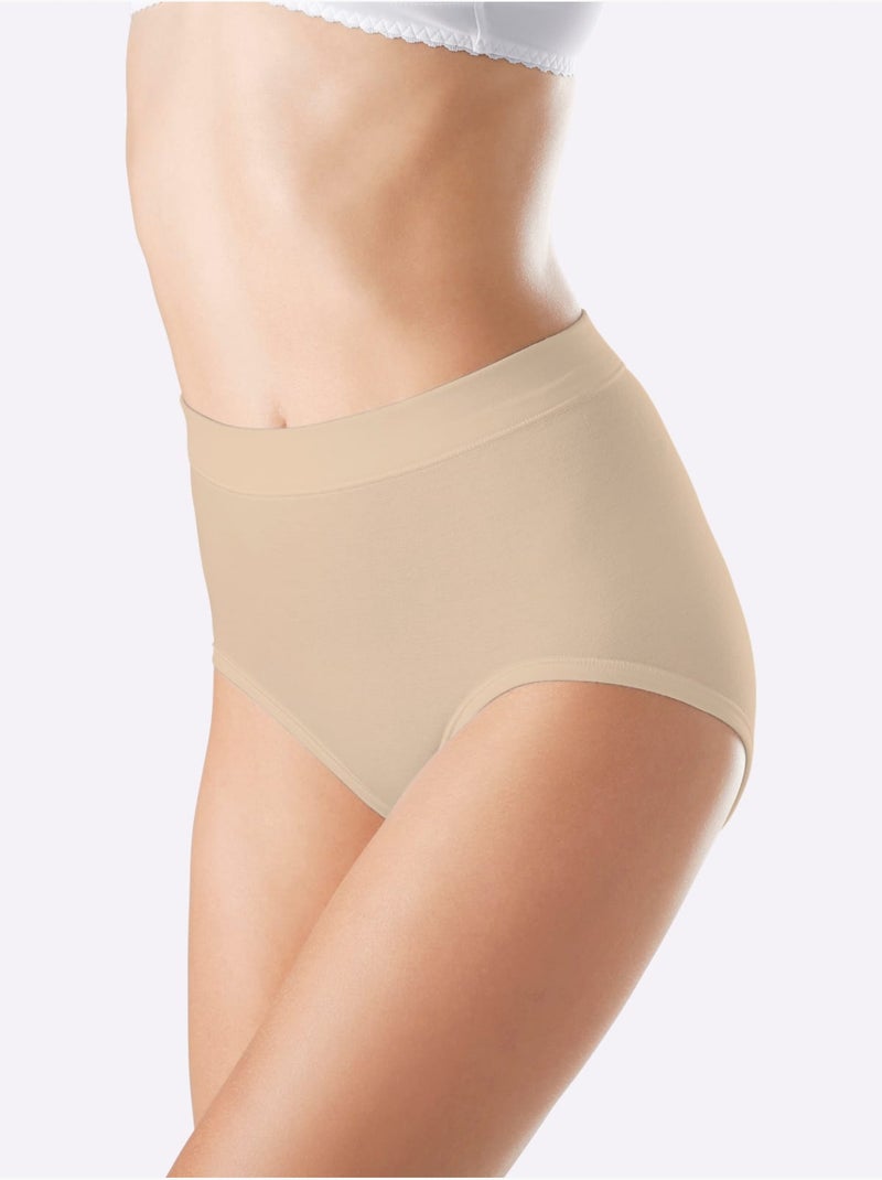 Lot de 3  - slip taille haute jersey fin - taille standard - witt Marron clair - Kiabi