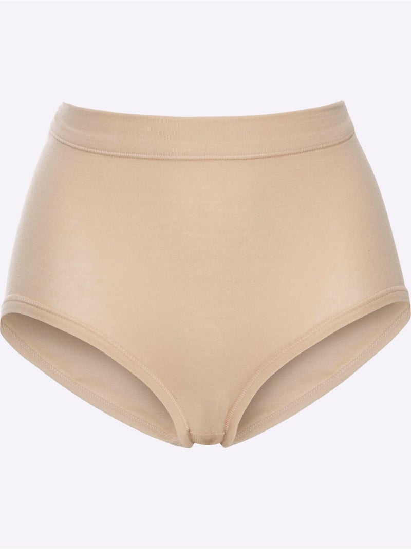 Lot de 3  - slip taille haute jersey fin - taille standard - witt Marron clair - Kiabi