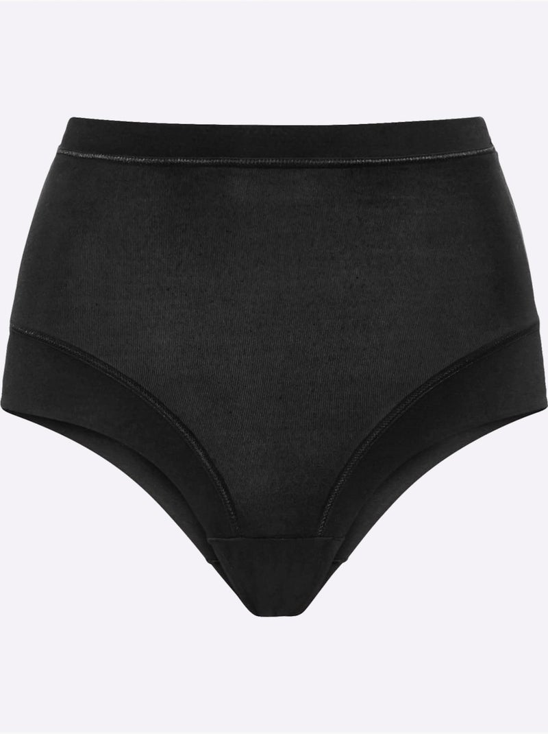 Lot de 3  - Slip Taille Haute Jersey Fin - Taille Standard - Witt Noir - Kiabi