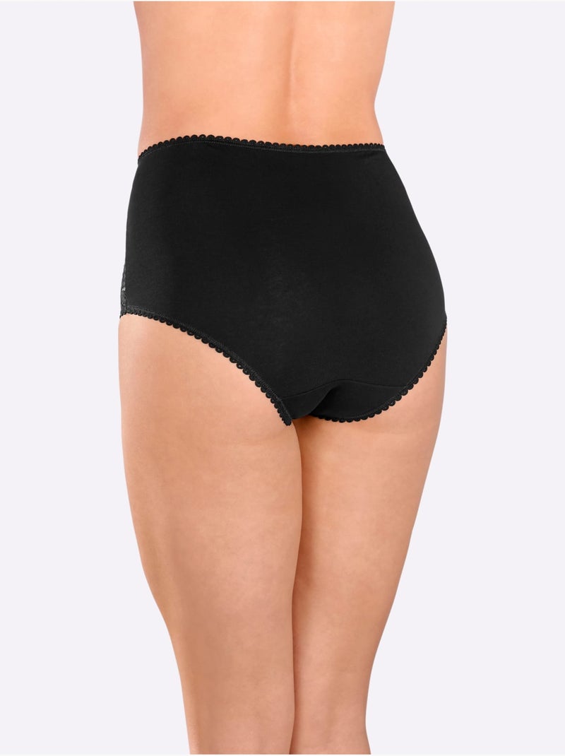 Lot de 3  - Slip Taille Haute Jersey Fin - Taille Standard - Witt Noir - Kiabi