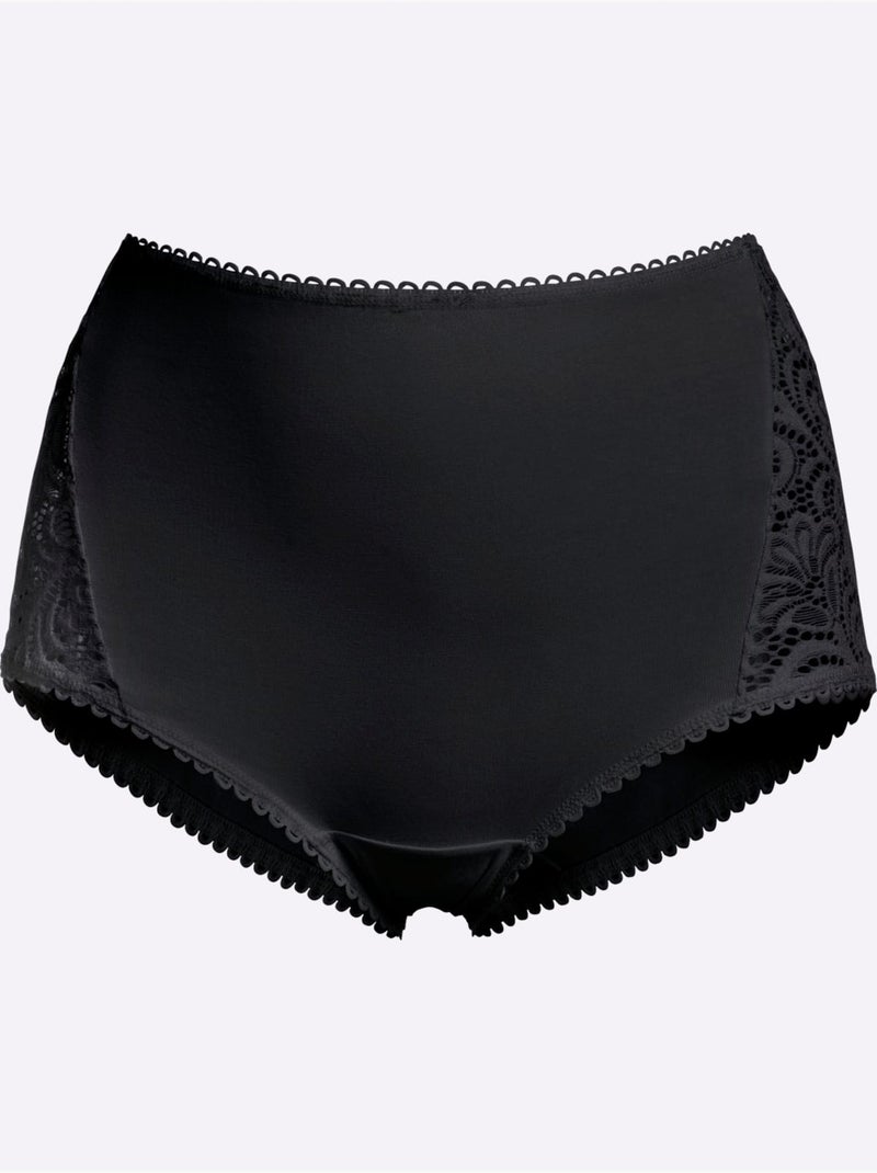 Lot de 3  - Slip Taille Haute Jersey Fin - Taille Standard - Witt Noir - Kiabi