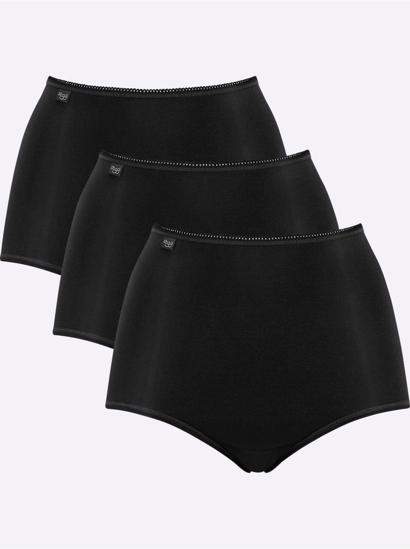 Lot de 3  - Slip Taille Haute Jersey Fin - Taille Standard - Witt Noir - Kiabi