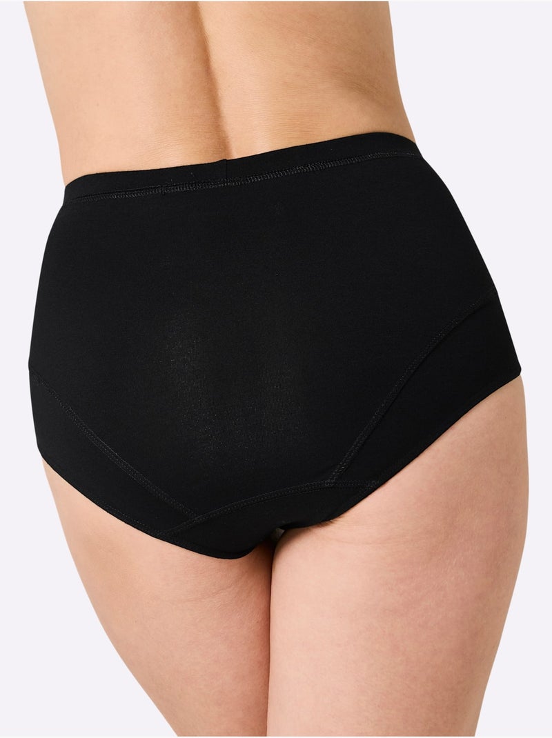 Lot de 3  - Slip Taille Haute Jersey Fin - Taille Standard - Witt Noir - Kiabi