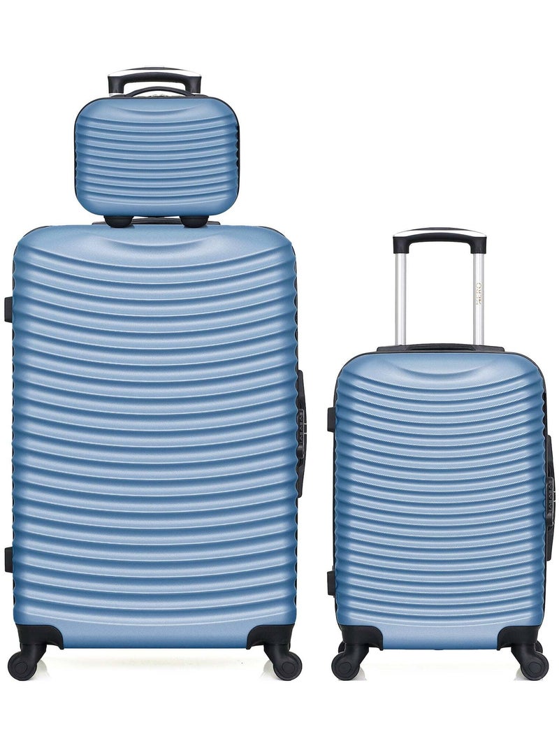 Lot de 3 - Valises grand format, cabine et vanity ETNA Bleu clair - Kiabi