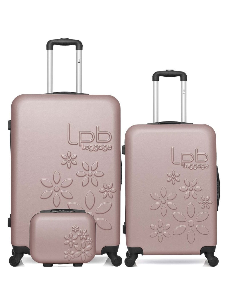 Lot de 3 - Valises grand format, weekend et vanity ELEONOR Rose clair - Kiabi