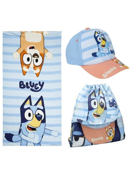 Lot de 3 accessoires plage/sport (serviette, sac, casquette) - BLUEY - Kiabi Lot de 3 accessoires plage/sport (serviette, sac, casquette) - BLUEY - Kiabi