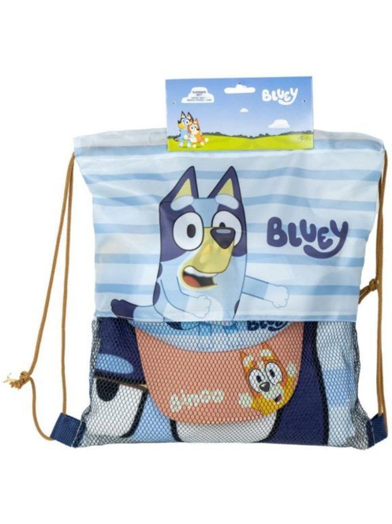 Lot de 3 accessoires plage/sport (serviette, sac, casquette) - BLUEY Bleu - Kiabi