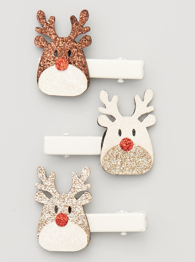 Lot de 3 barrettes 'renne' beige - Kiabi