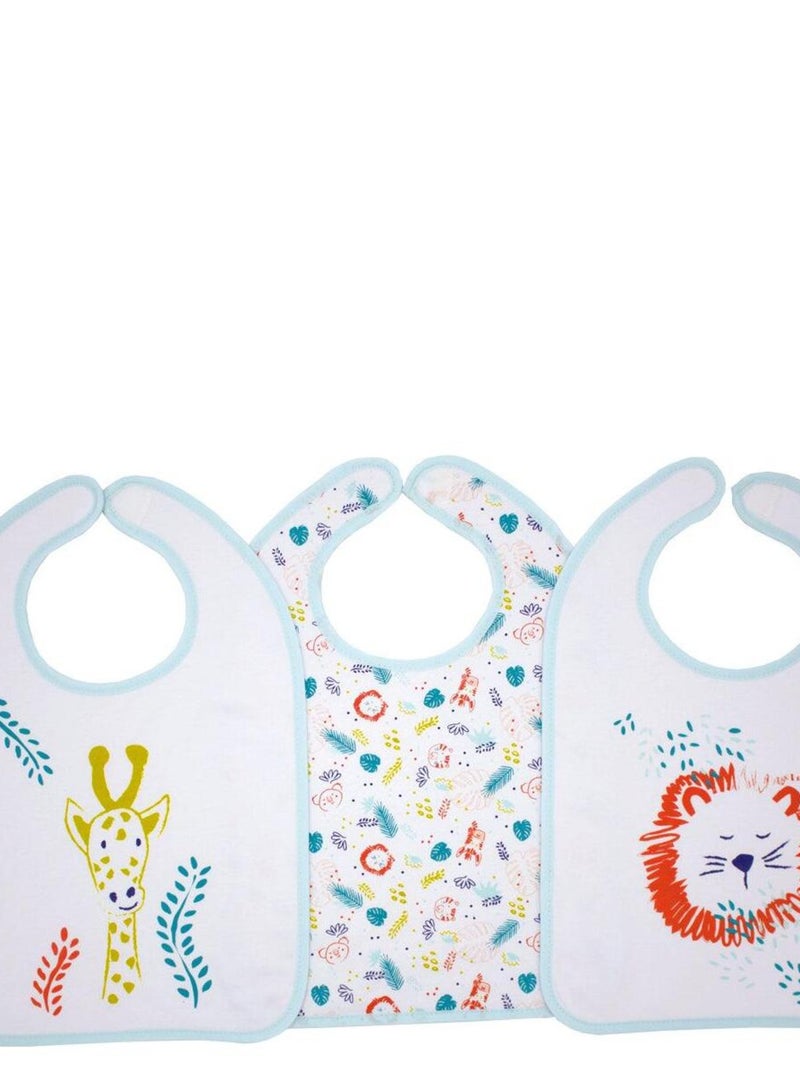 Lot de 3 bavoirs 1er age Tropical 6+ Bleu turquoise - Kiabi