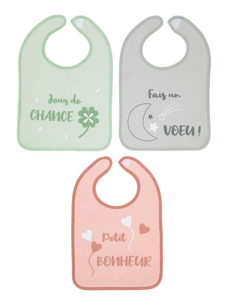 Lot de 3 bavoirs 6 mois 25x36 cm - Chance - Babycalin Multicolore - Kiabi