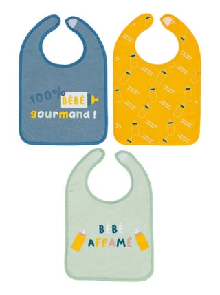 Lot de 3 bavoirs 6 mois 25x36 cm Bébé gourmand