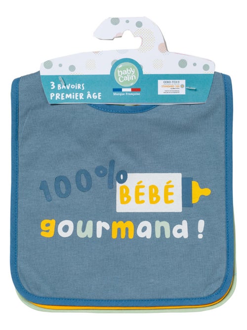 Lot de 3 bavoirs 6 mois 25x36 cm Bébé gourmand - Kiabi