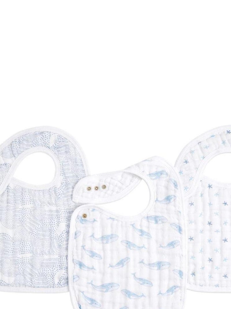 Lot de 3 bavoirs à pression en coton bio oceanic Bleu - Kiabi