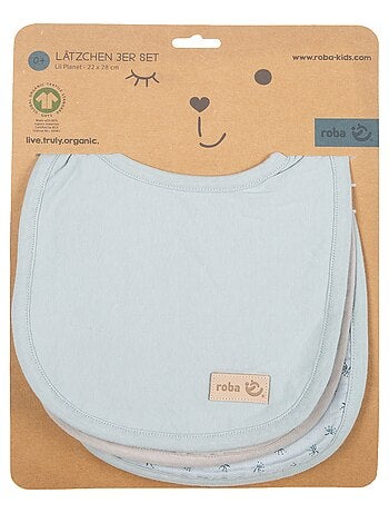 Lot de 3 bavoirs ajustables en coton bio - ROBA 'Lil Planet'