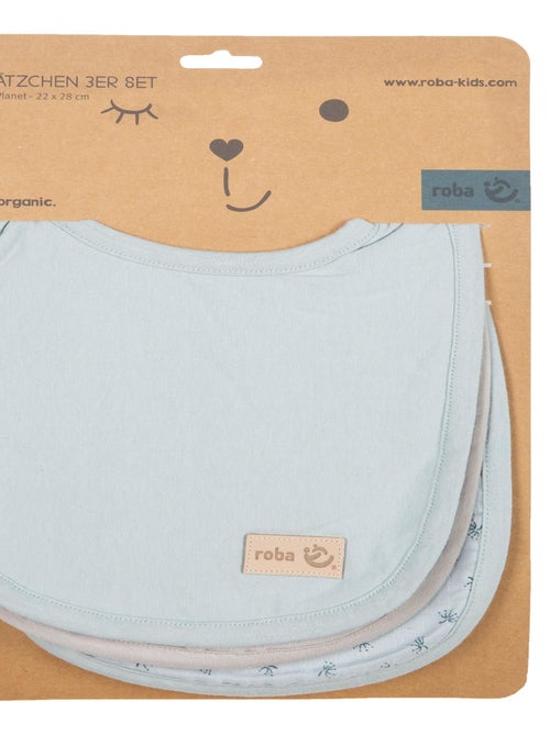 Lot de 3 bavoirs ajustables en coton bio - ROBA 'Lil Planet' - Kiabi Lot de 3 bavoirs ajustables en coton bio - ROBA 'Lil Planet' - Kiabi