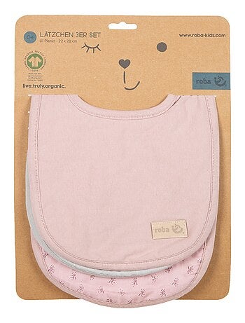Lot de 3 bavoirs ajustables en coton bio - ROBA 'Lil Planet'