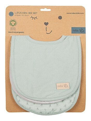 Lot de 3 bavoirs ajustables en coton bio - ROBA 'Lil Planet'