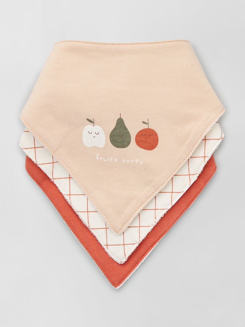 Lot de 3 bavoirs bandana Beige/Blanc - Kiabi